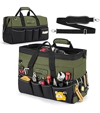Heavy Duty Tool Bag 20 Pockets, 16-Inch Portable Tool Box Organizer | Waterproof, Wide Mouth, LarStoraToolbag for Electrician, Tradesman, with Adjustable Shoulder Strap, Soft Handle