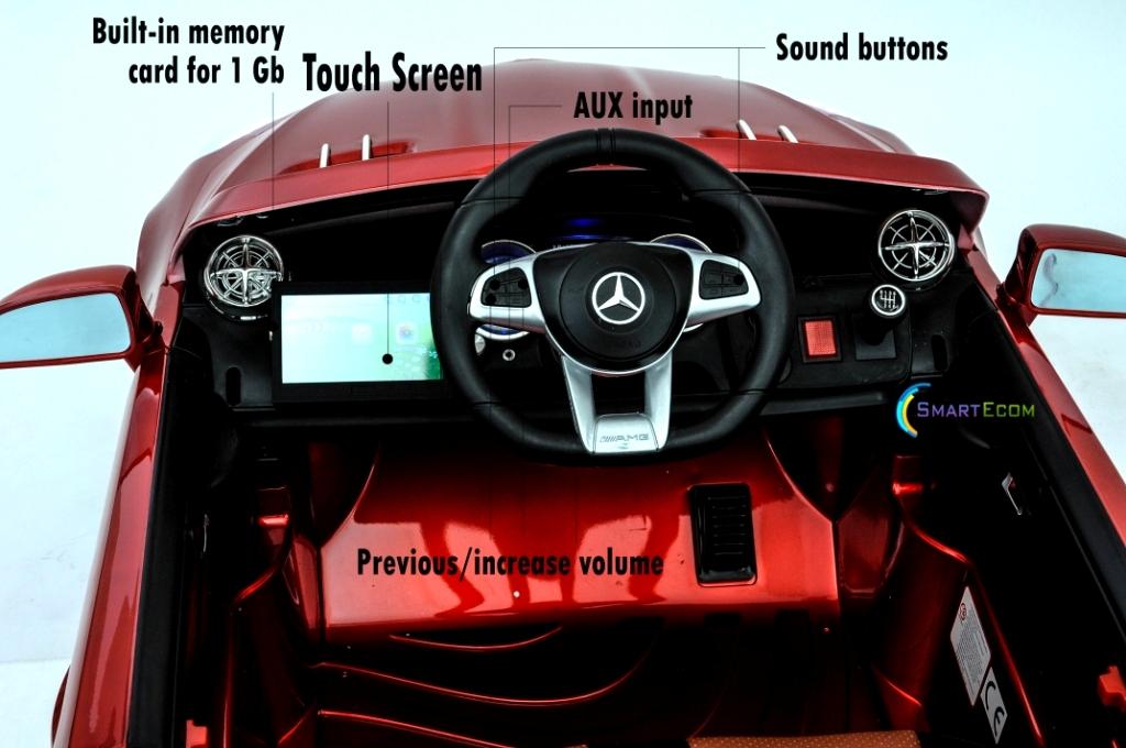 12V Mercedes AMG SL65 Ride on power electric ONE SEATER car For ONE Kid with MP4 Touch Screen Remote Control LED lights MP3 - Red