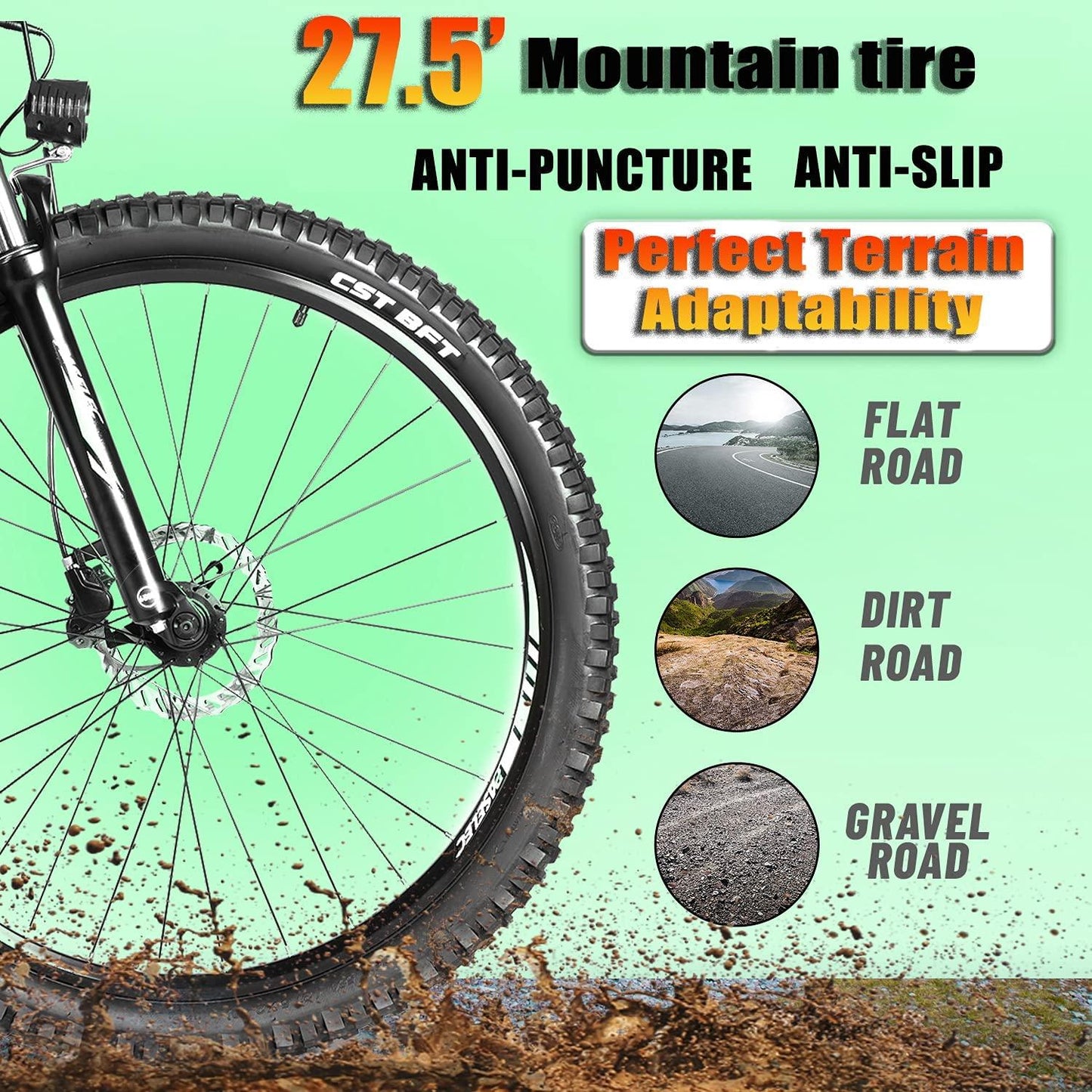 Electric Mountain Bikes for Adults 27.5'' Electric Bike 48v 500 w MTB Ebike with 13ah Hidden Removable Lithium Battery Moped Bicycle Professional 7 Speed Gears