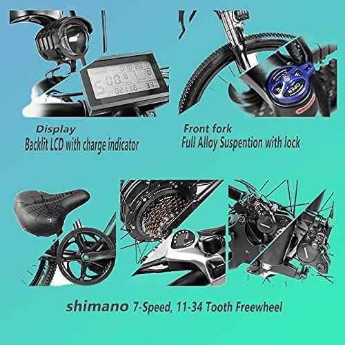Electric Mountain Bikes for Adults 27.5'' Electric Bike 48v 500 w MTB Ebike with 13ah Hidden Removable Lithium Battery Moped Bicycle Professional 7 Speed Gears