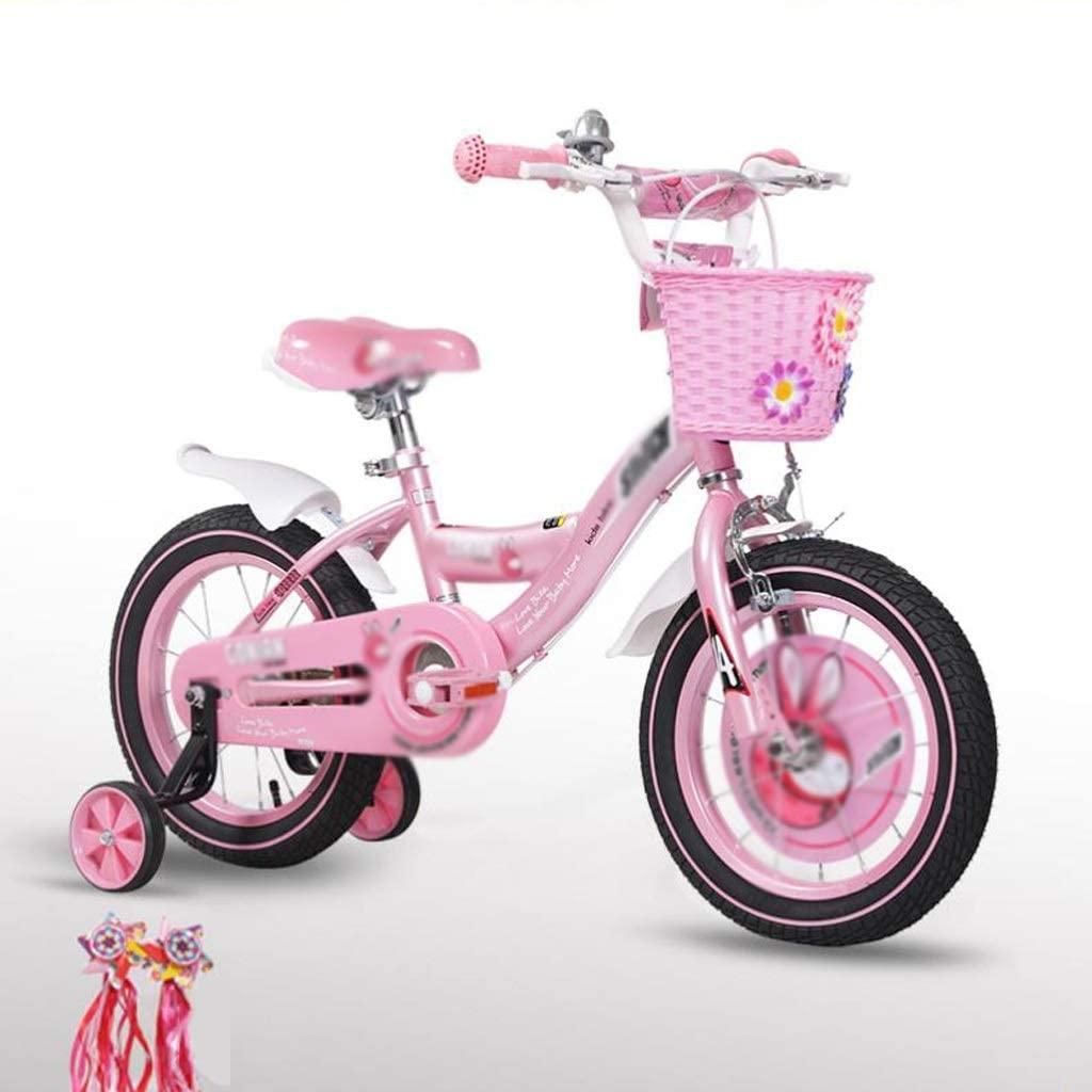 JLFSDB Kids Bike BMX Bike for Kids Boys Girls Bicycle Princess Kid Bike 12 14 16 18 inch,  Connect Assembly &amp; Regular Assembly with Training Wheels, Pink (Size : 18inch)