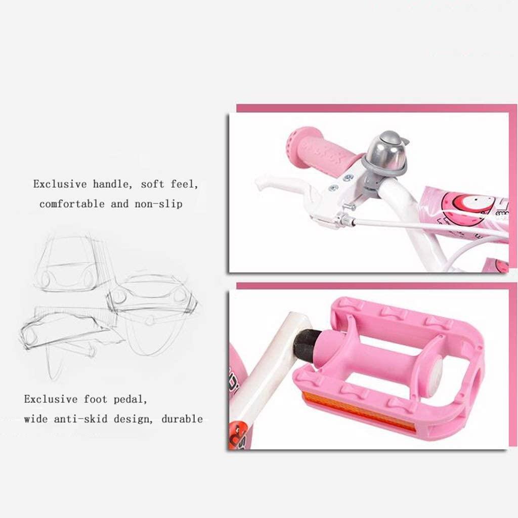 JLFSDB Kids Bike BMX Bike for Kids Boys Girls Bicycle Princess Kid Bike 12 14 16 18 inch,  Connect Assembly &amp; Regular Assembly with Training Wheels, Pink (Size : 18inch)
