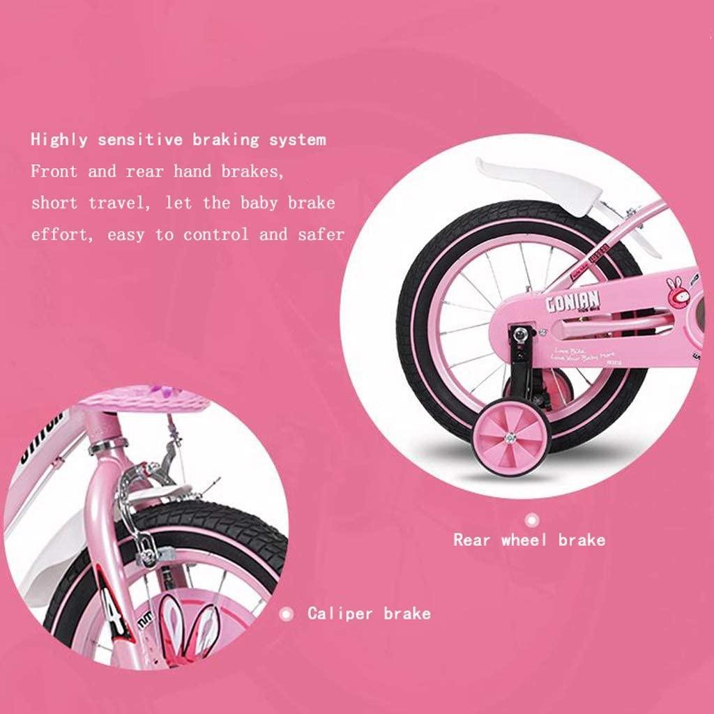 JLFSDB Kids Bike BMX Bike for Kids Boys Girls Bicycle Princess Kid Bike 12 14 16 18 inch,  Connect Assembly &amp; Regular Assembly with Training Wheels, Pink (Size : 18inch)