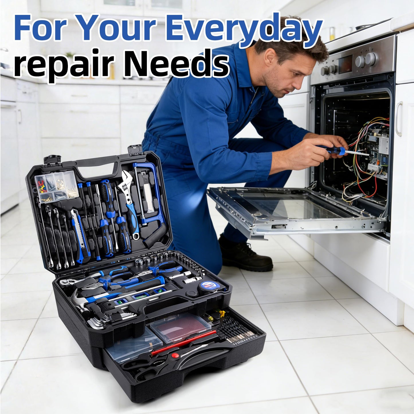 366 Piece Home Repair Tool Kit, Auto Repair Tool Set, General Home Toolbox StoraCase with Drawer, General Household Tool Kit