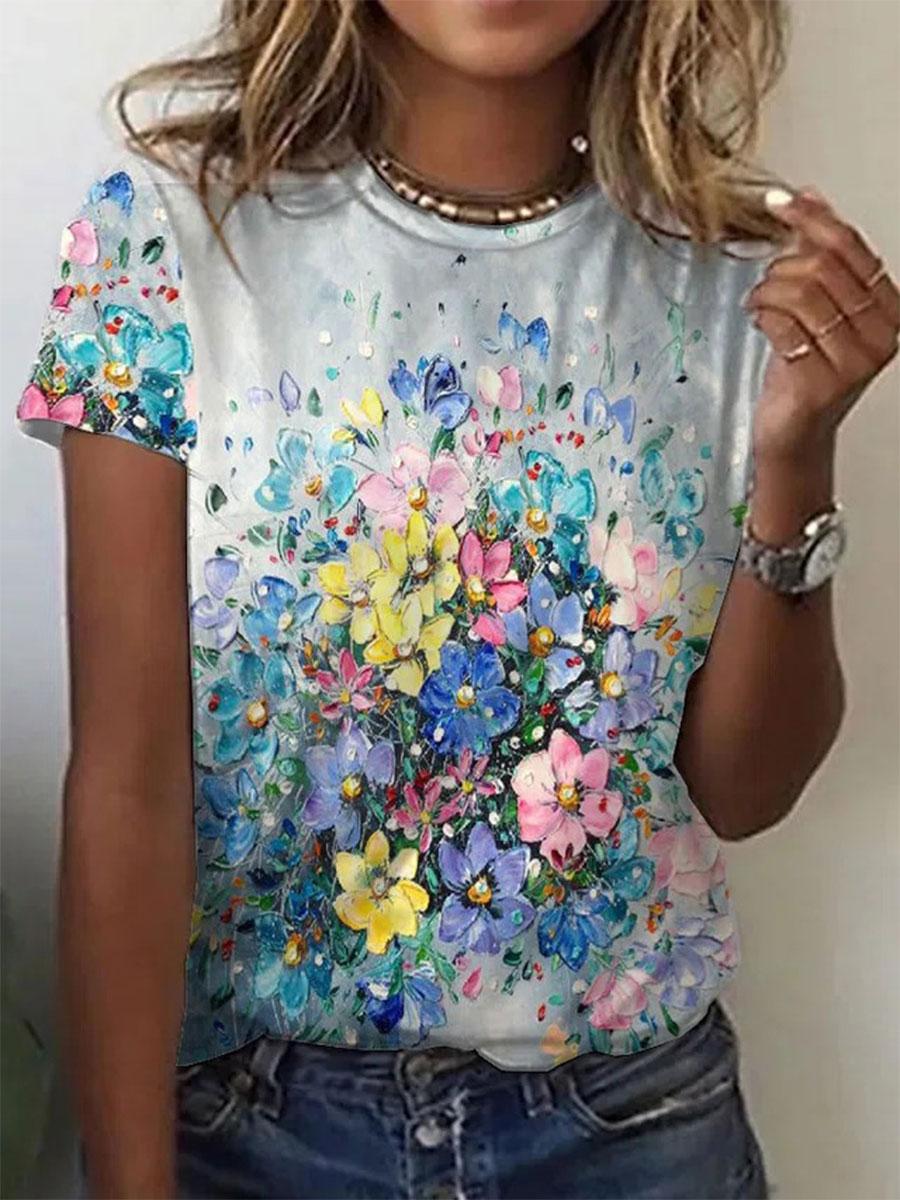 Floral Print Short-sleeve T-shirt