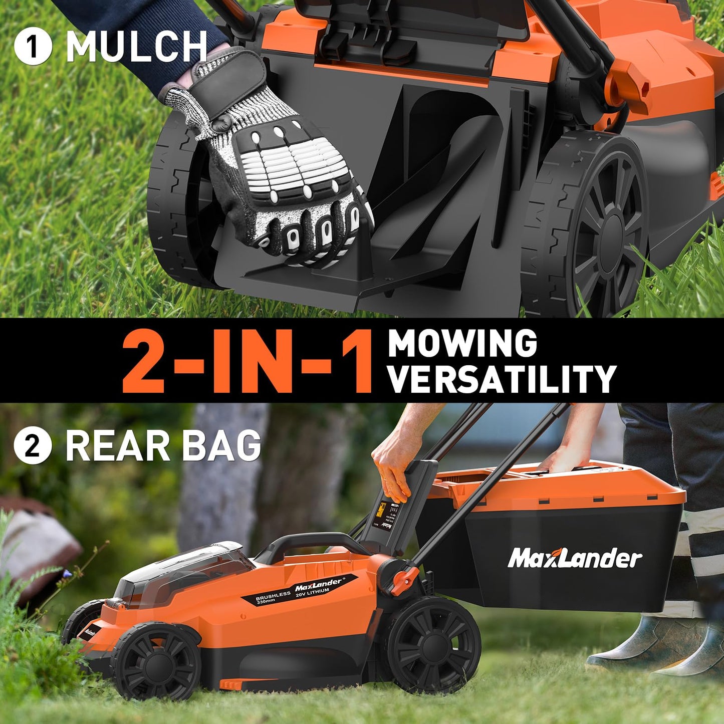 20V 13 Inch Electric Lawn Mower and 12 Inch Cordless Weed Wacker and 600CFM Cordless Leaf Blower Combo, Cordless Lawn Mower Set with 2 x 4.0Ah &amp; 2 x 3.0Ah Batteries and Dual Chargers