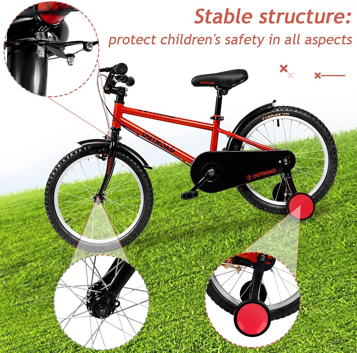 MarKnig Kids Bike Boys Girls Bicycle 14 16 18 Inch with Training Wheels, Freestyle Bicycle for Ages 3 Years and Up, Adjustable Seat, Red/Blue