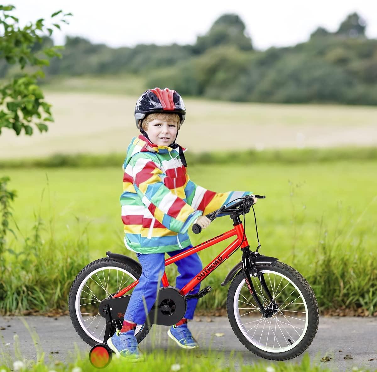 MarKnig Kids Bike Boys Girls Bicycle 14 16 18 Inch with Training Wheels, Freestyle Bicycle for Ages 3 Years and Up, Adjustable Seat, Red/Blue