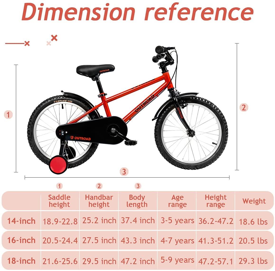 MarKnig Kids Bike Boys Girls Bicycle 14 16 18 Inch with Training Wheels, Freestyle Bicycle for Ages 3 Years and Up, Adjustable Seat, Red/Blue