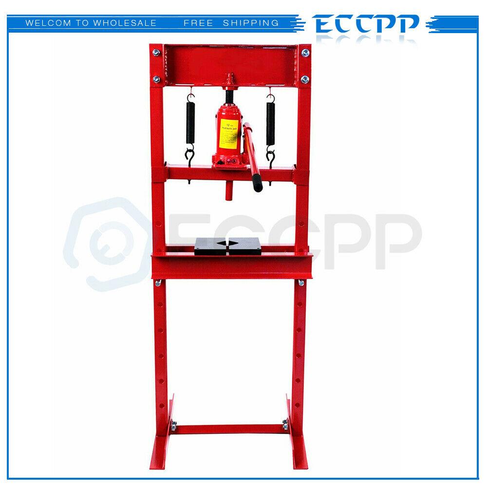 ECCPP Hydraulic Shop Press 12-Ton Bench Top Mount with Plates H Frame Jack Stand