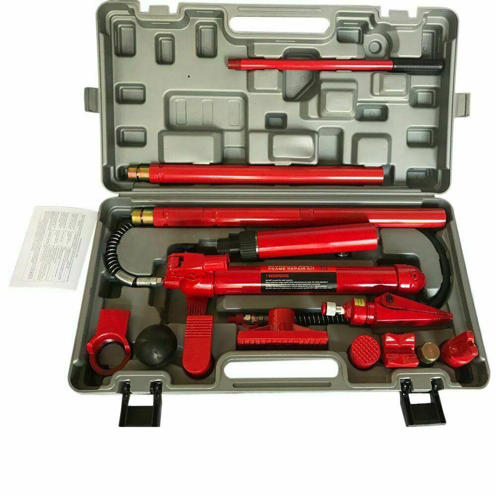10 Ton Hydraulic Power Car Van Jack Body Frame Repair Kit Auto Car Tool with Box