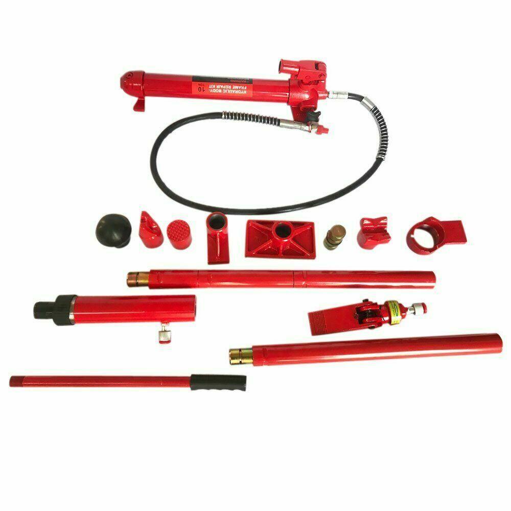 10 Ton Hydraulic Power Car Van Jack Body Frame Repair Kit Auto Car Tool with Box