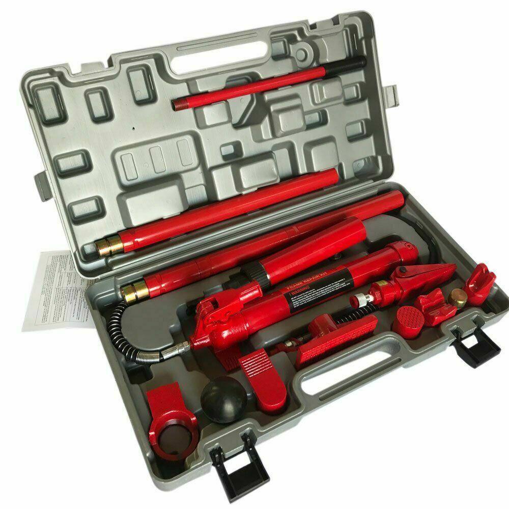 10 Ton Hydraulic Power Car Van Jack Body Frame Repair Kit Auto Car Tool with Box