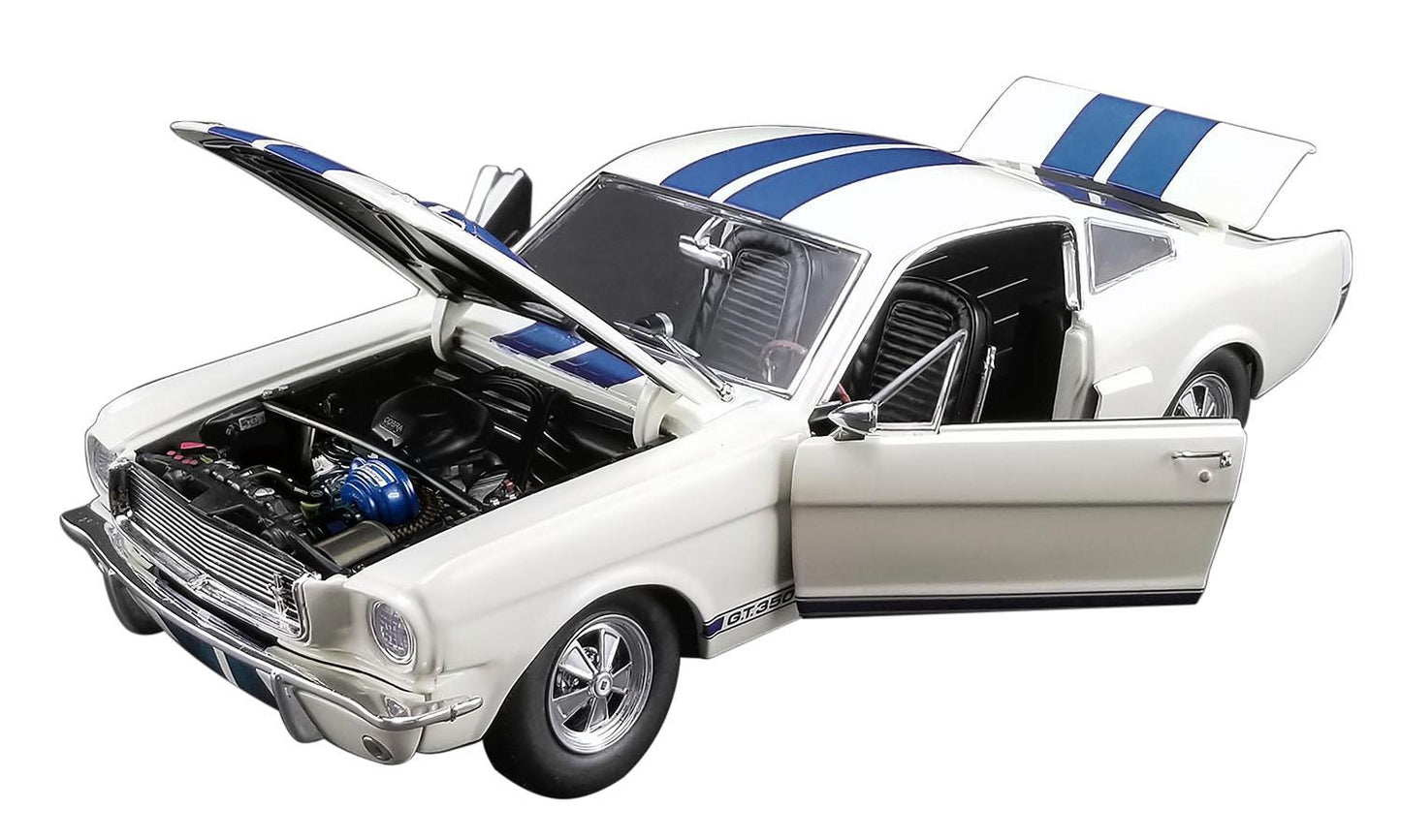 1966 Ford Mustang Shelby GT350 Supercharged Off White w/Blue Stripes Ltd Ed to 528 pcs 1/18 Diecast Model Car by ACME