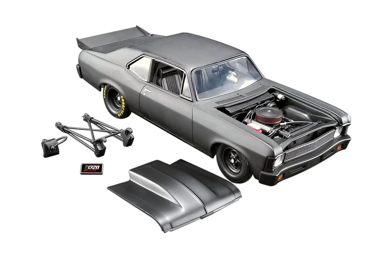 1969 Chevrolet Nova Blackout "1320 Kings" Satin Black Limited Edition to 570 pcs Worldwide 1/18 Diecast Model Car by GMP