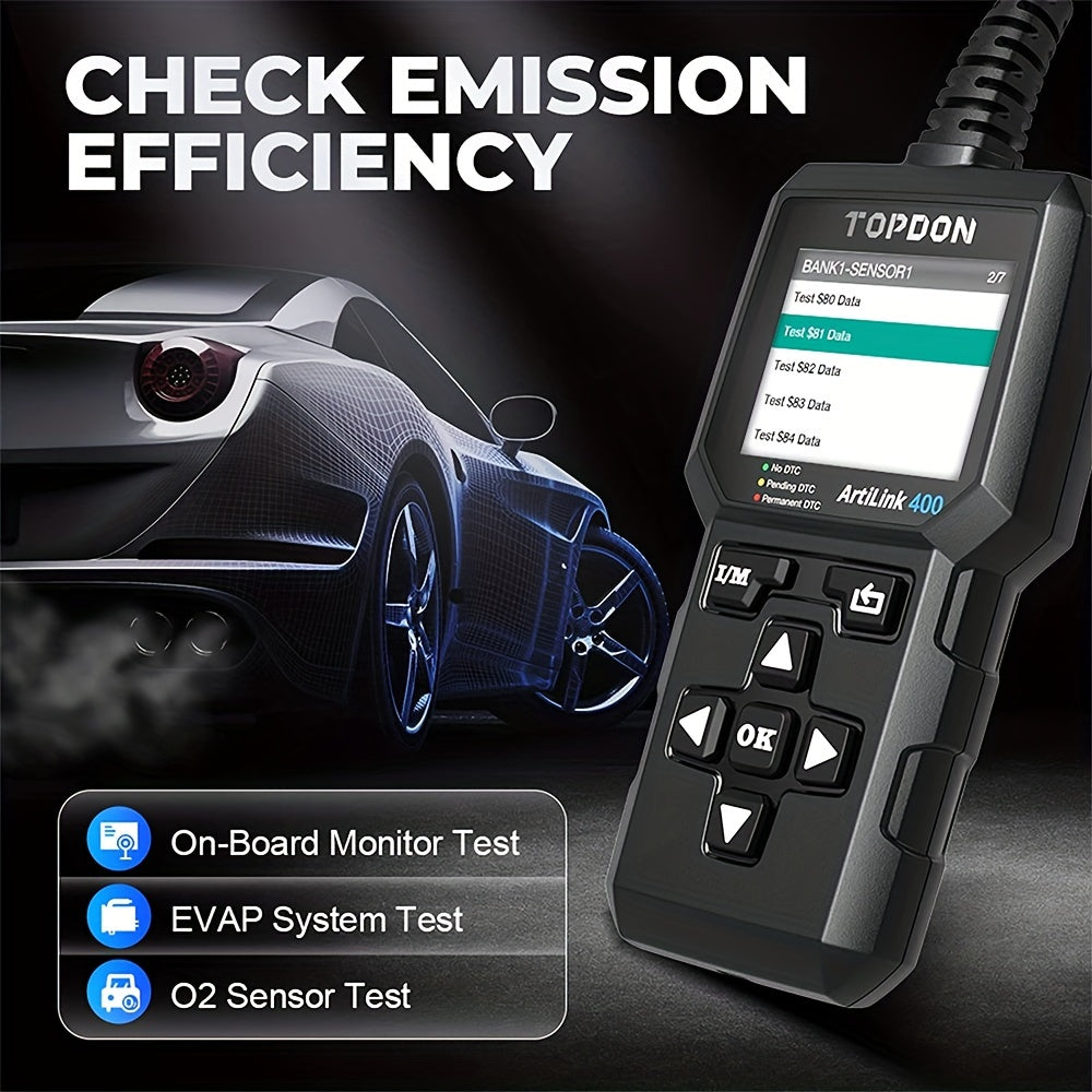 TOPDON OBD2 Scanner, AL400 Check Engine Light, Car Scanner With O2 Sensor/Freeze Frame/I/M Readiness/Smog Check/DTC Lookup, CAN Diagnostic Scanner