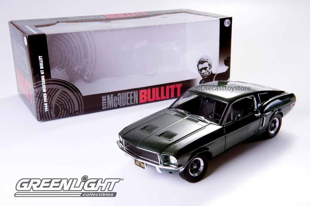 GREENLIGHT 1:18 STEVE McQUEEN BULLITT - 1968 FORD MUSTANG DIECAST TOY CAR 12822