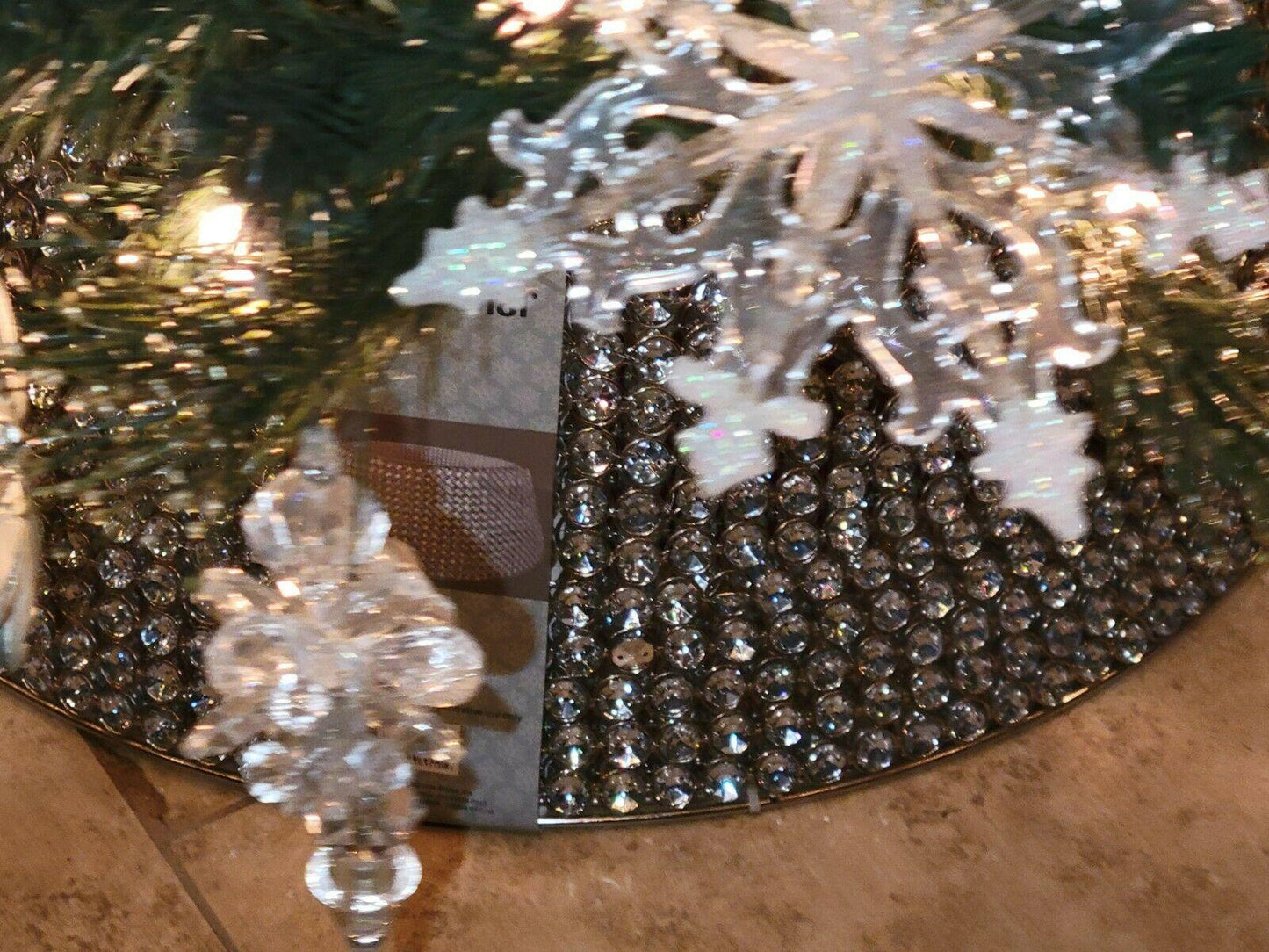 RARE Polar Frost Mirror Bead Tree Collar Diameter: 21" Height: 9 3/4"
