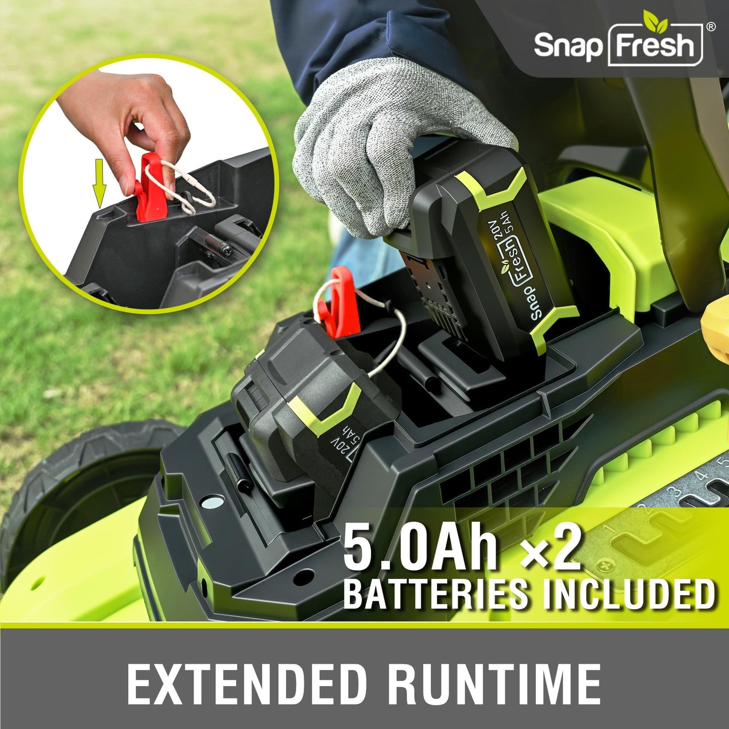 40V 17” Brushless Lawn Mower – 2 x 5.0Ah Batteries Electric Cordless Push Mower with Fast Charger, 6-Level Height Adjustment, 45L Grass Bag, Lightweight Battery Powered Mower