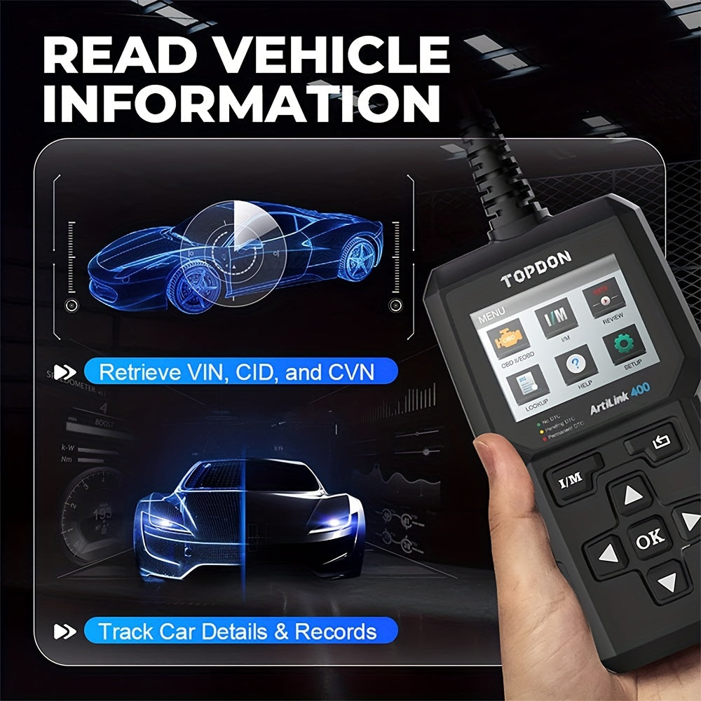 TOPDON OBD2 Scanner, AL400 Check Engine Light, Car Scanner With O2 Sensor/Freeze Frame/I/M Readiness/Smog Check/DTC Lookup, CAN Diagnostic Scanner