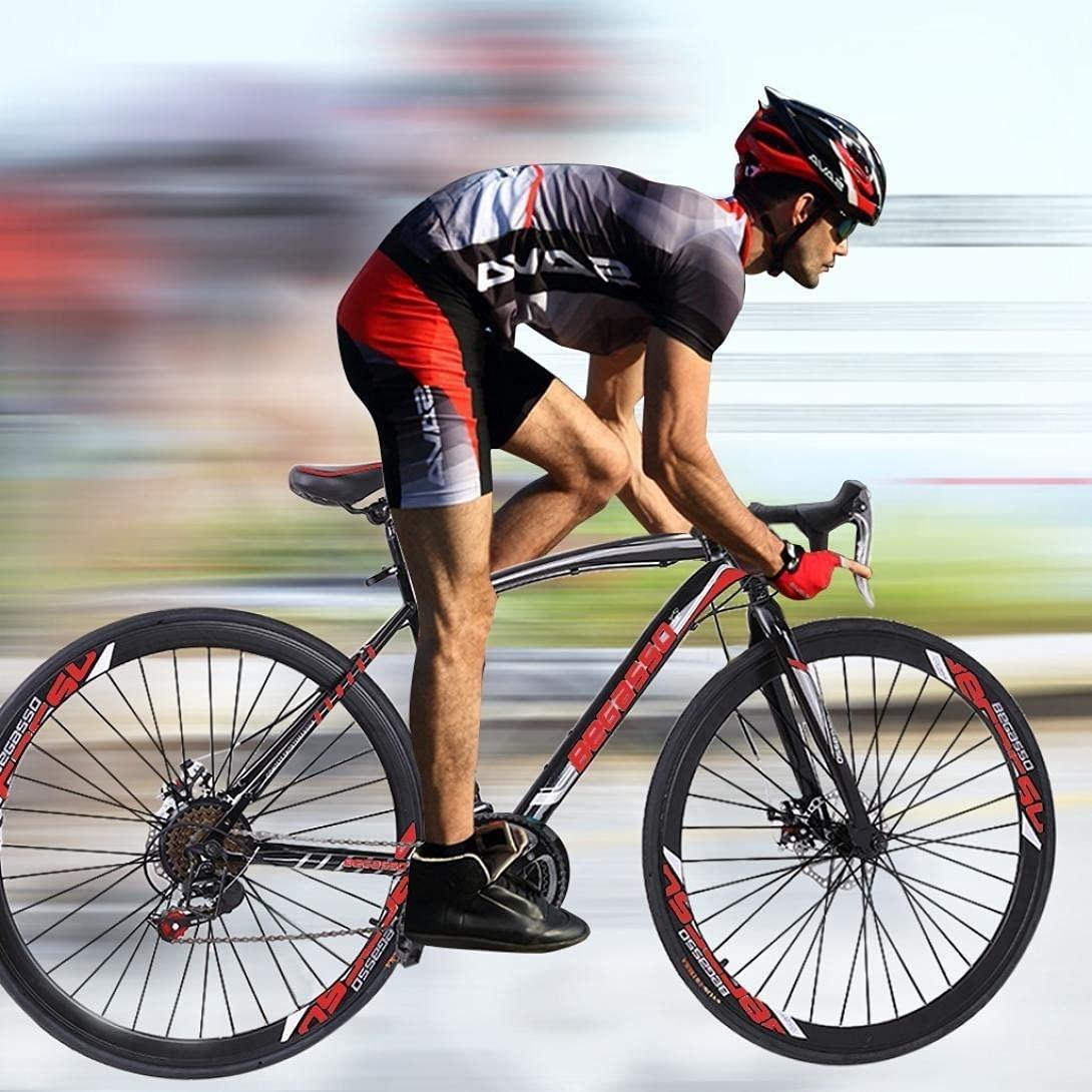 DSVF Mountain/Road Bike Carbon Steel s 21 Speed Youth/Adult Bicycle,Aluminum Full Suspension Road Bike(700C),26in Carbon Steel, Outdoor Fashionable Derailleur Mens/Womens Bikes, Red