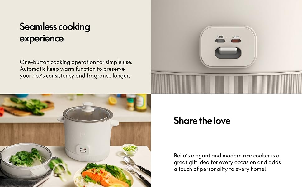 16 Cup Rice Cooker with Steamer, Dishwasher Safe Steaming Basket, Rice Paddle and Measuring Cup, Removable Nonstick CooBowl, Automatic Keep Warm Function, 400 Watt, Oatmilk