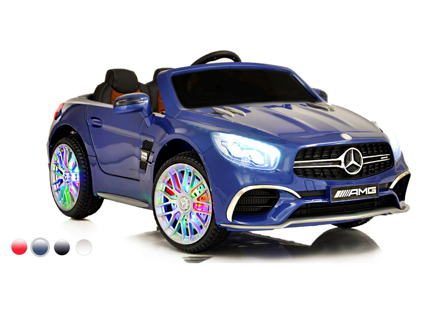 12V Mercedes AMG SL65 Ride on power electric ONE SEATER car For ONE Kid with MP4 Touch Screen Remote Control LED lights MP3 - Blue
