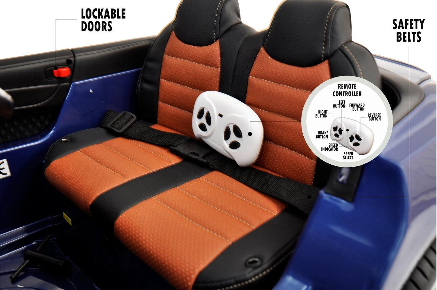 12V Mercedes AMG SL65 Ride on power electric ONE SEATER car For ONE Kid with MP4 Touch Screen Remote Control LED lights MP3 - Blue