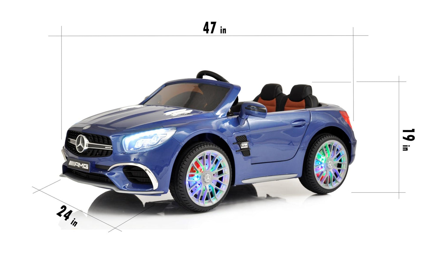 12V Mercedes AMG SL65 Ride on power electric ONE SEATER car For ONE Kid with MP4 Touch Screen Remote Control LED lights MP3 - Blue