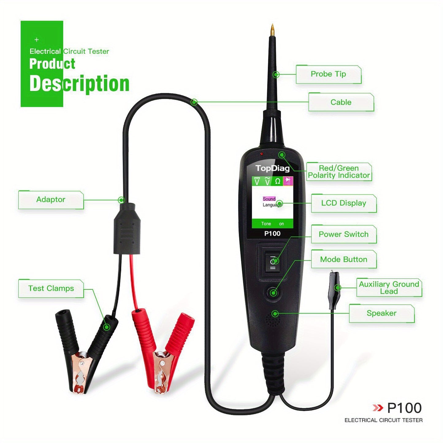 12/24V Multifunctional Car Circuit Tester Power Circuit Probe Kit, Car Battery Voltage/Resistant Tester Diagnostic Tool Component