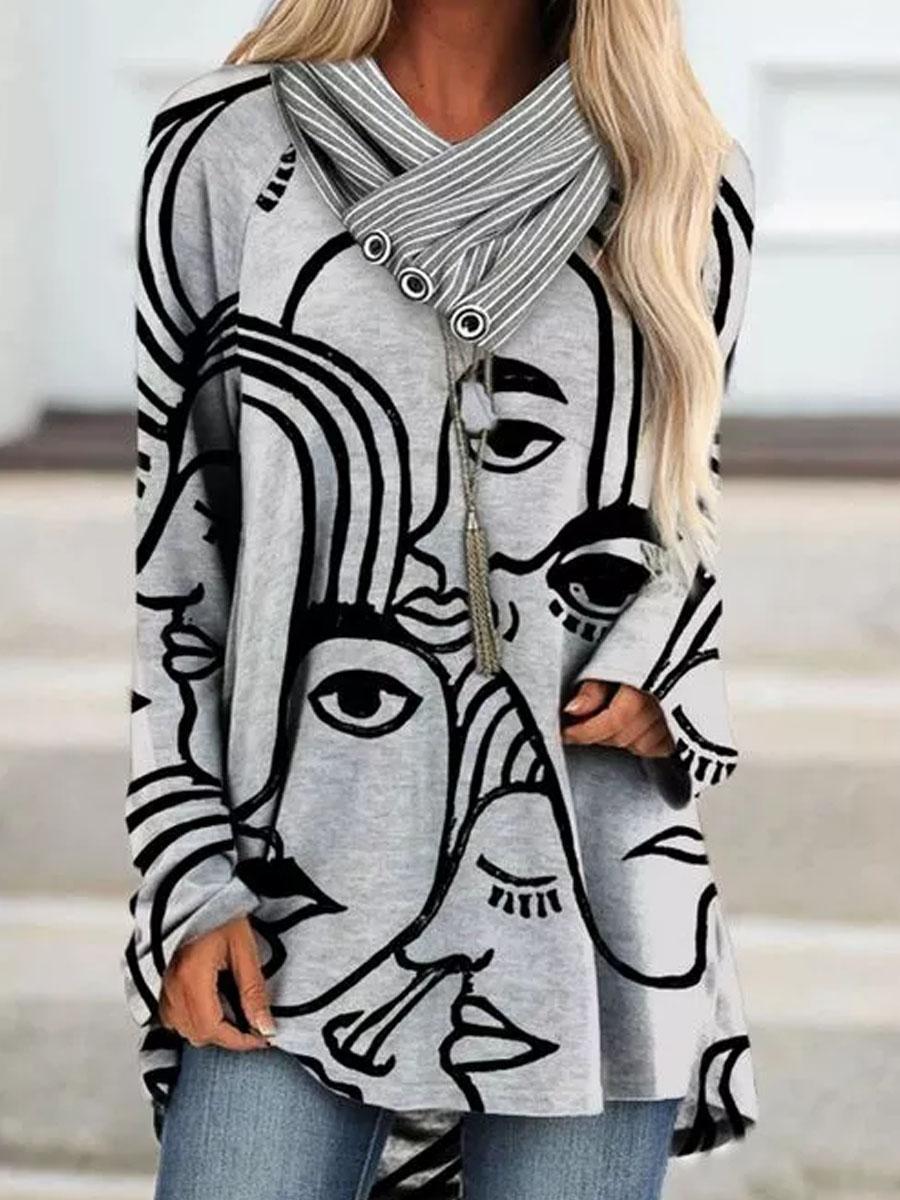 Casual Color Block  A-line T-shirt