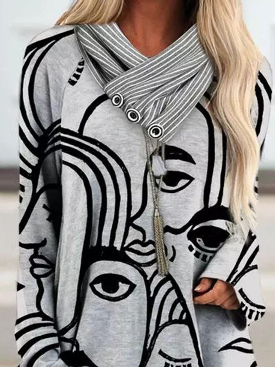 Casual Color Block  A-line T-shirt