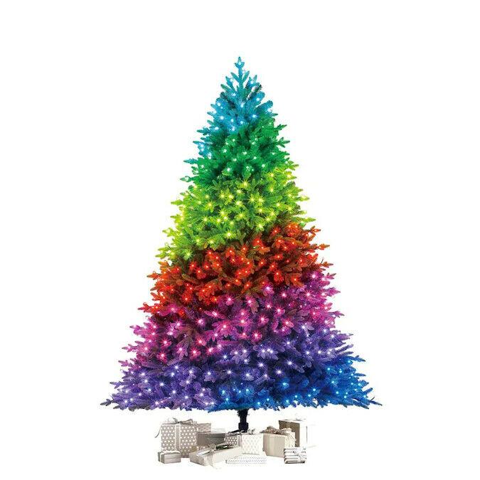 7.5 ft Swiss Mountain Black Spruce Twinkly Rainbow LED Pre-Lit Christmas Tree