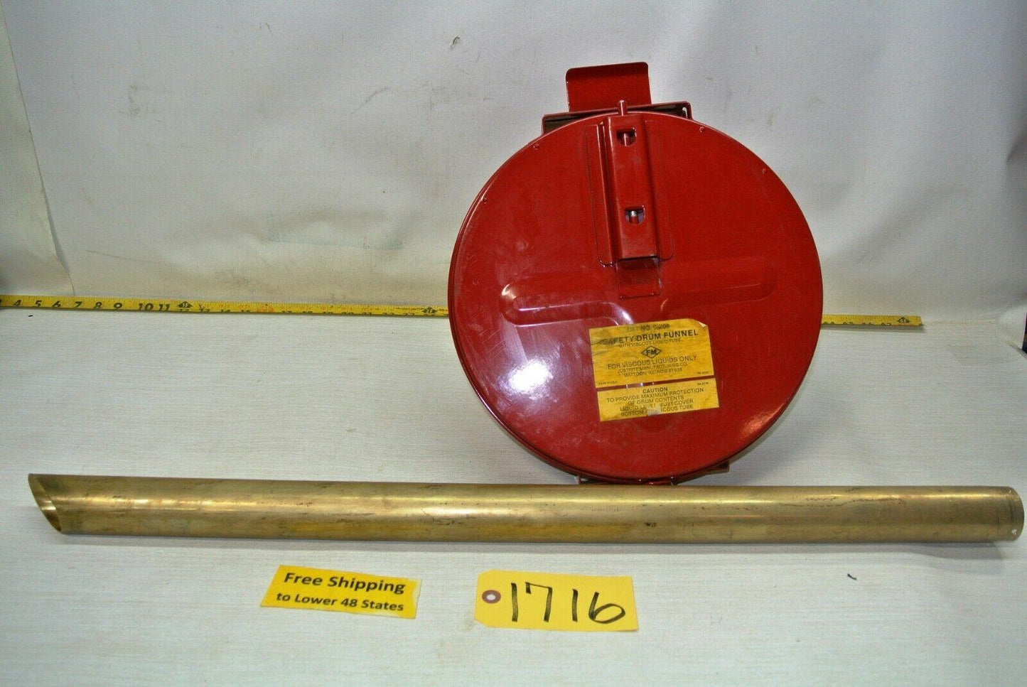 Justrite Drain Funnel #8-208  w Brass Flame Arrestor  Missing Nut