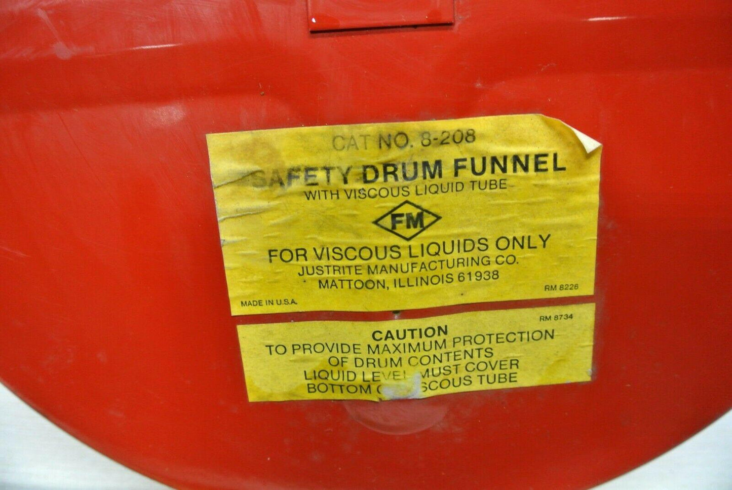 Justrite Drain Funnel #8-208  w Brass Flame Arrestor  Missing Nut