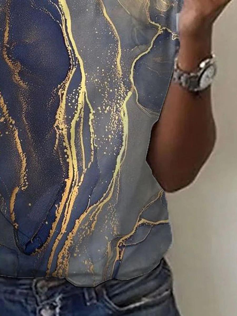 Casual Printed Short Sleeve V-Neck T-Shirt