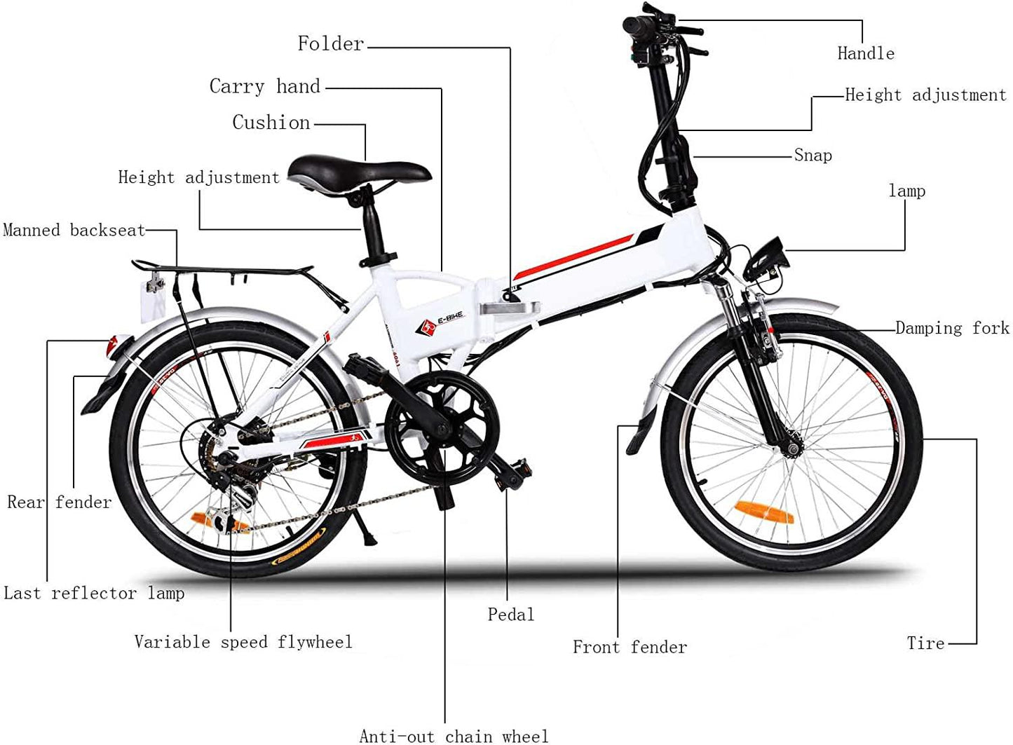 Folding Electric Bike 250W City Commuter Ebike with 7 Speed Gear and Three WorModes Electric Bicycle for Adults and Teenagers