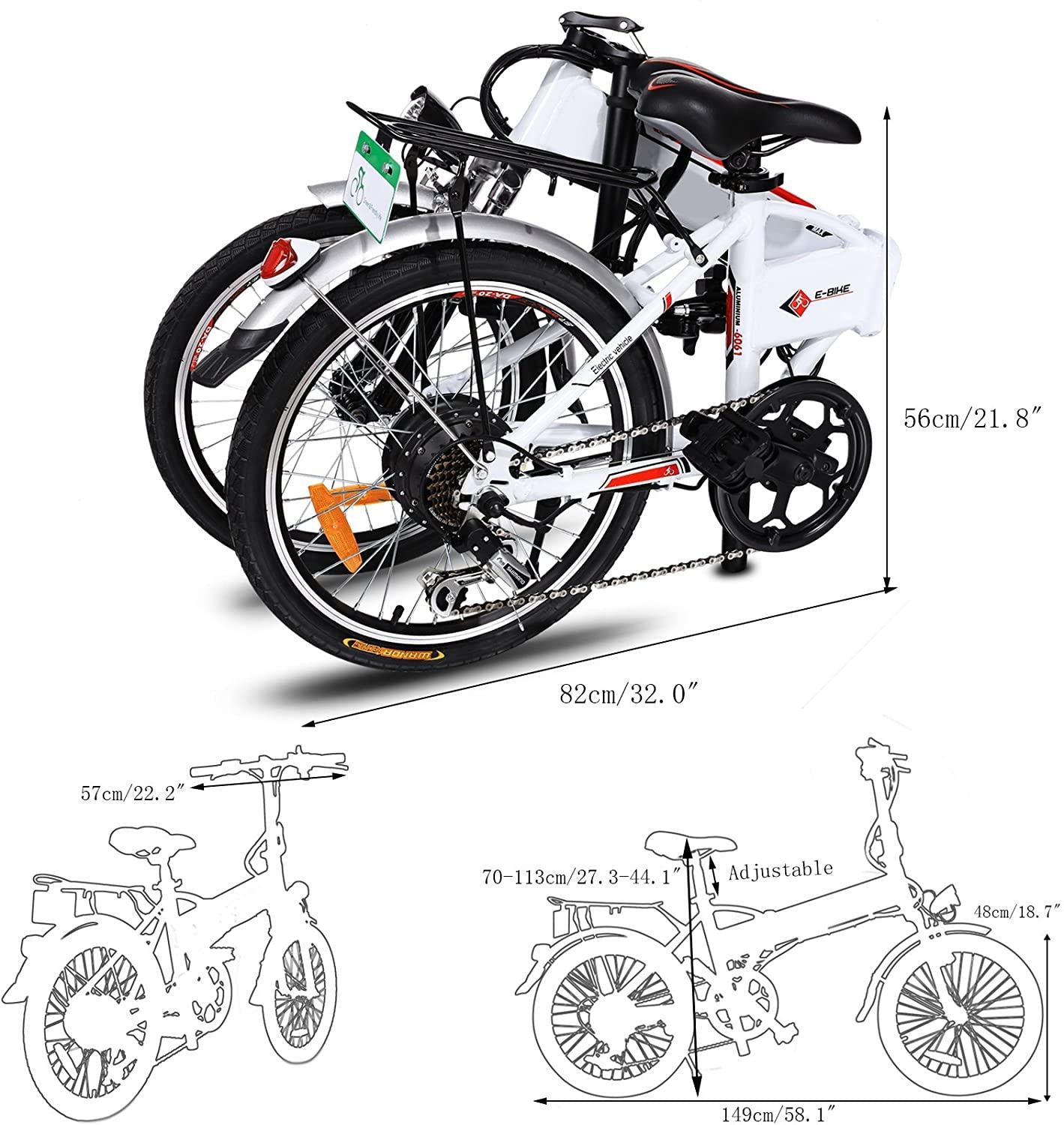 Folding Electric Bike 250W City Commuter Ebike with 7 Speed Gear and Three WorModes Electric Bicycle for Adults and Teenagers