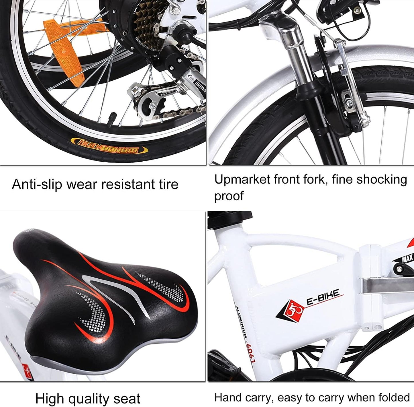 Folding Electric Bike 250W City Commuter Ebike with 7 Speed Gear and Three WorModes Electric Bicycle for Adults and Teenagers