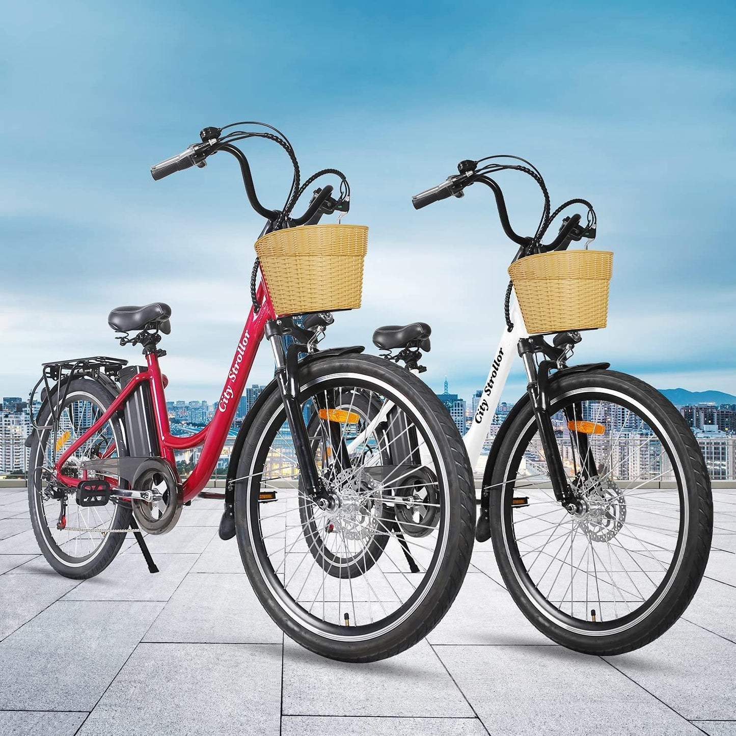 Electric Bike 350W Ebike 26'' Electric Bicycle, 20MPH Adults Electric City Bike with Removable 36v12ah Battery, Professional 6 Speed Gears