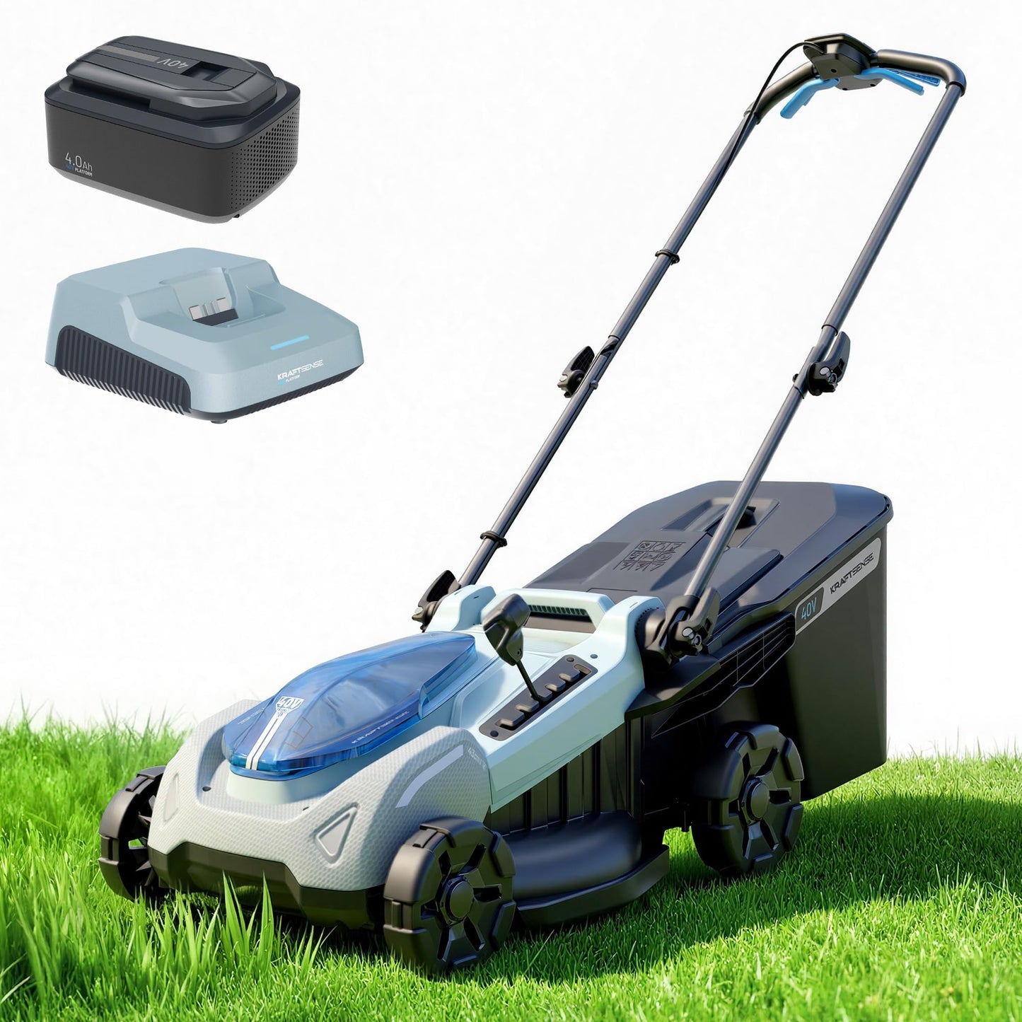18-Inch Electric Lawn Mower, 40V Self-Propelled Cordless Lawn Mower with 4.0Ah Battery &amp; Charger, Brushless Motor, 2-in-1 Mulching &amp; Bagging, 6-Position Height Adjustment, for Small to Medium Yards