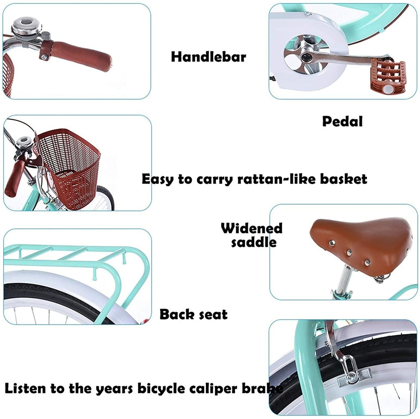 Micozy 26-Inch Womens Bikes Beach Cruiser Bike with Basket Classic Bicycle Retro Bicycle Single Speed Bicycle Commuter Bicycle with Comfortable Seats and Back Seats Fits 5'2''-5'10'' [US in Stock]