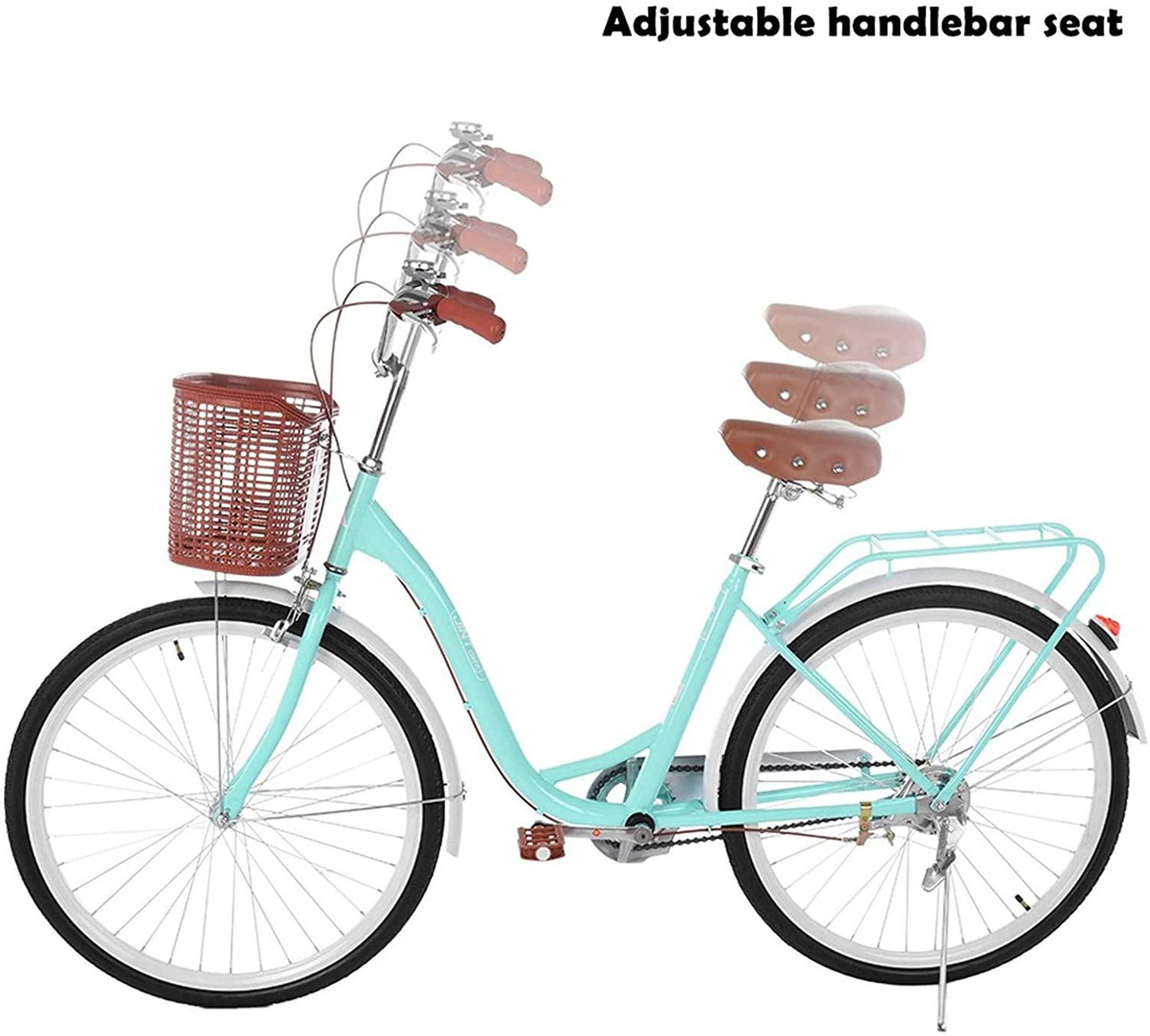 Micozy 26-Inch Womens Bikes Beach Cruiser Bike with Basket Classic Bicycle Retro Bicycle Single Speed Bicycle Commuter Bicycle with Comfortable Seats and Back Seats Fits 5'2''-5'10'' [US in Stock]