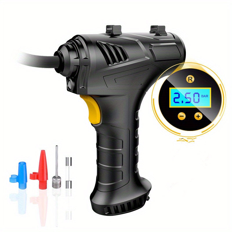 120W Rechargeable Cordless Air Compressor - Portable Wireless Inflatable Pump For Car Tires, Bicycle Balls & More!