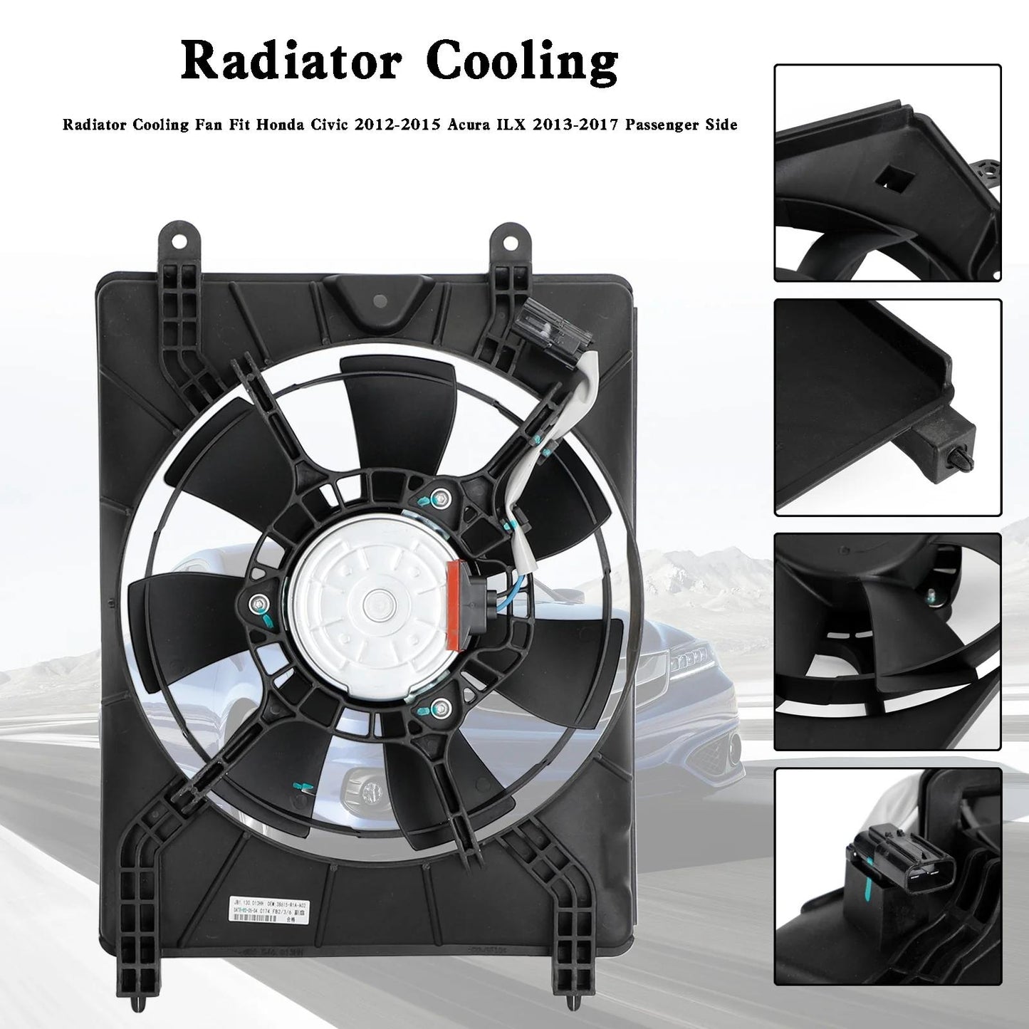 2012-2015 Honda Civic DX EX EX-L HF Hybrid Hybrid-L LX Si Radiator Cooling Fan Passenger Side 12815182 621490 Generic