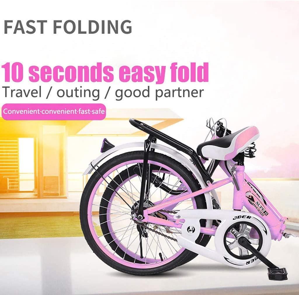 20 inch Folding Road Bike, Portable Light Weight Bicycle for Students Adults, Mini Compact Bikes, Leisure Urban Commuters City Cycling