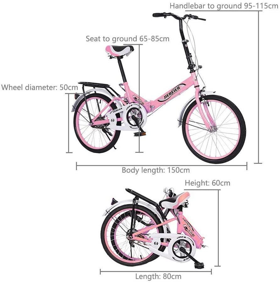 20 inch Folding Road Bike, Portable Light Weight Bicycle for Students Adults, Mini Compact Bikes, Leisure Urban Commuters City Cycling