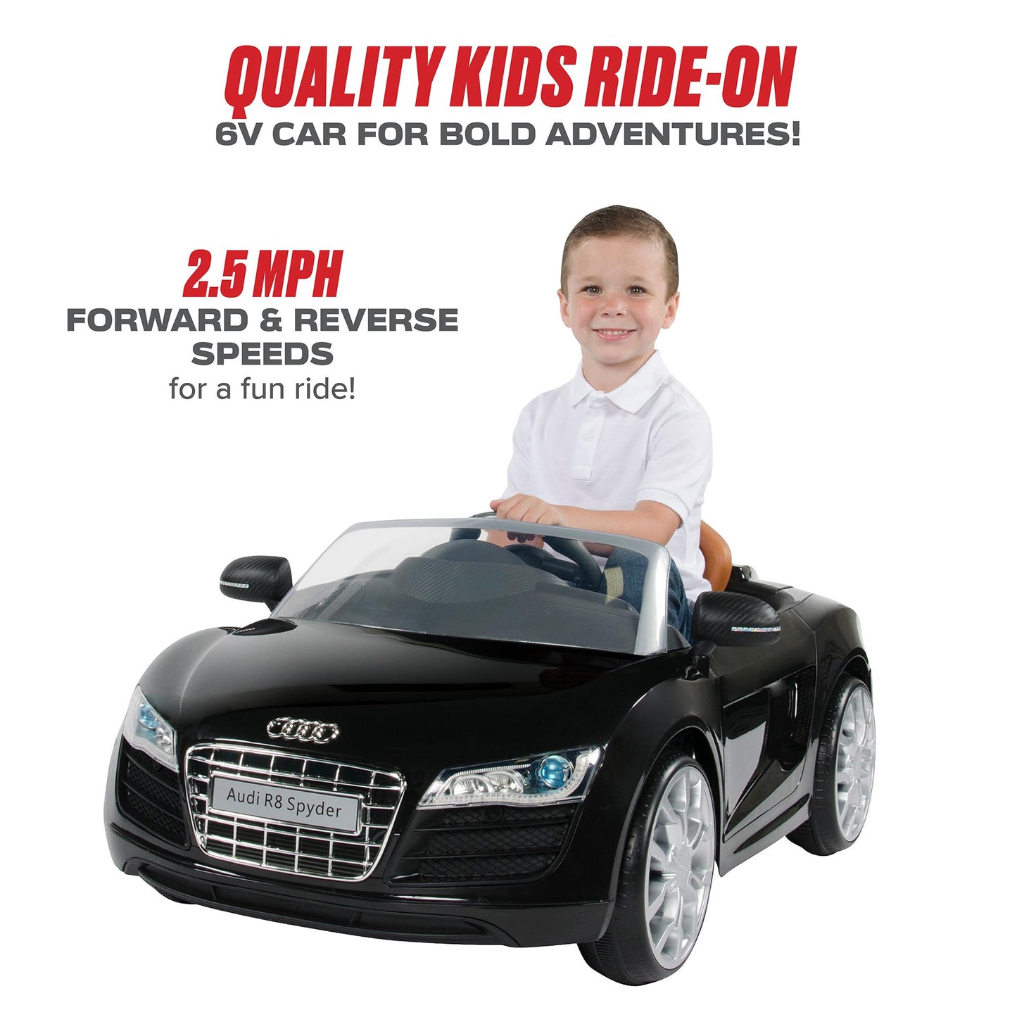 Rollplay Audi R8 Spyder 6 Volt Battery-Powered Ride-On Vehicle, Black