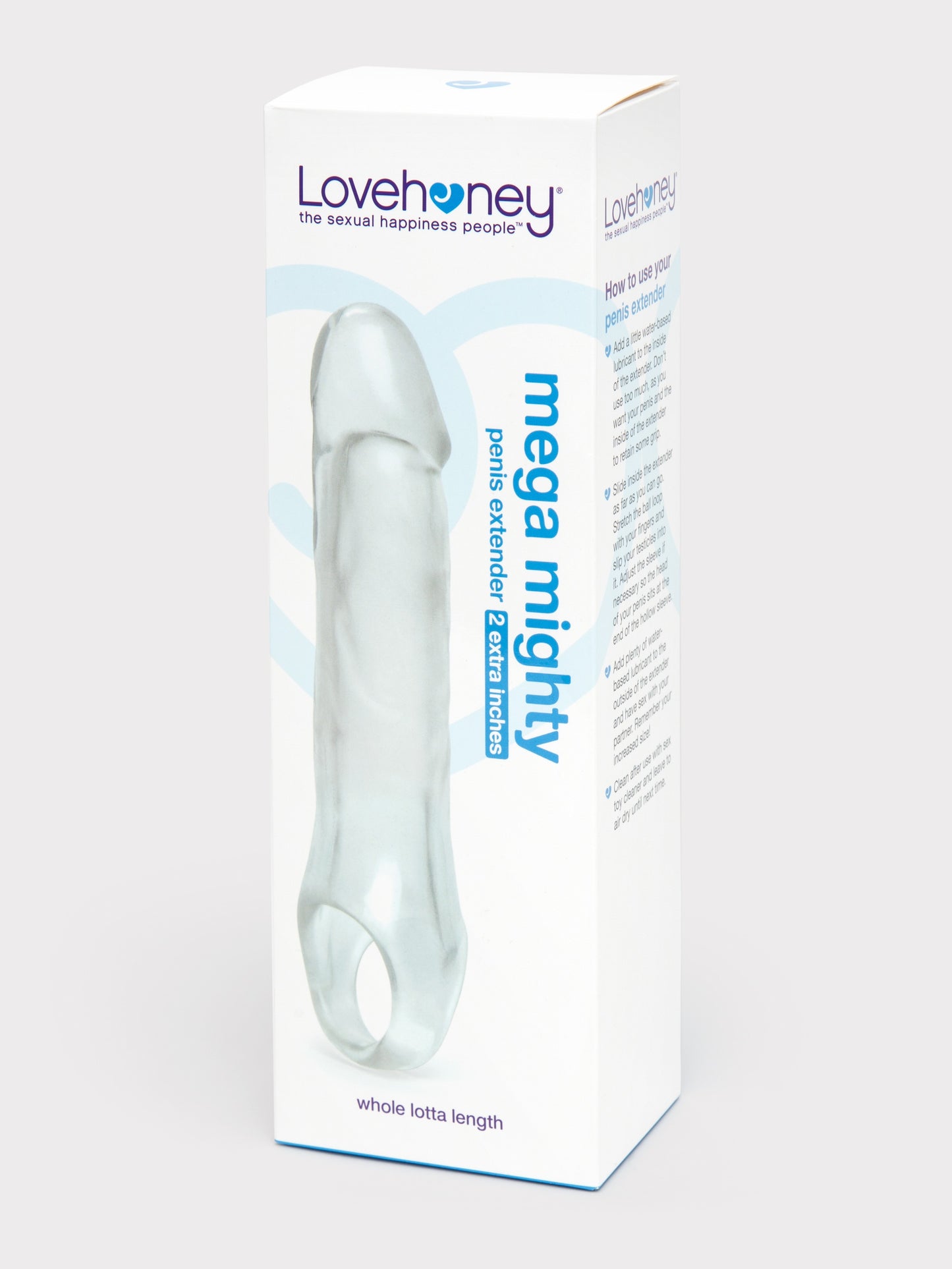 Lovehoney Mega Mighty 2 Extra Inches Penis Extender with Ball Loop, Clear | Clear