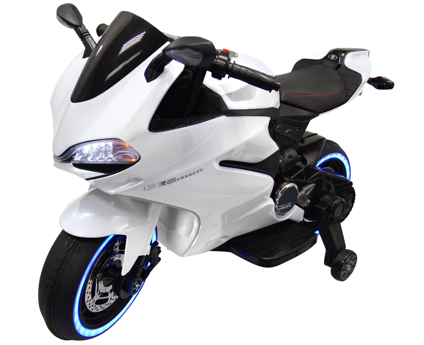 Kids Ride on Motorcycle Tron Bike 12V Battery LED Lights - White